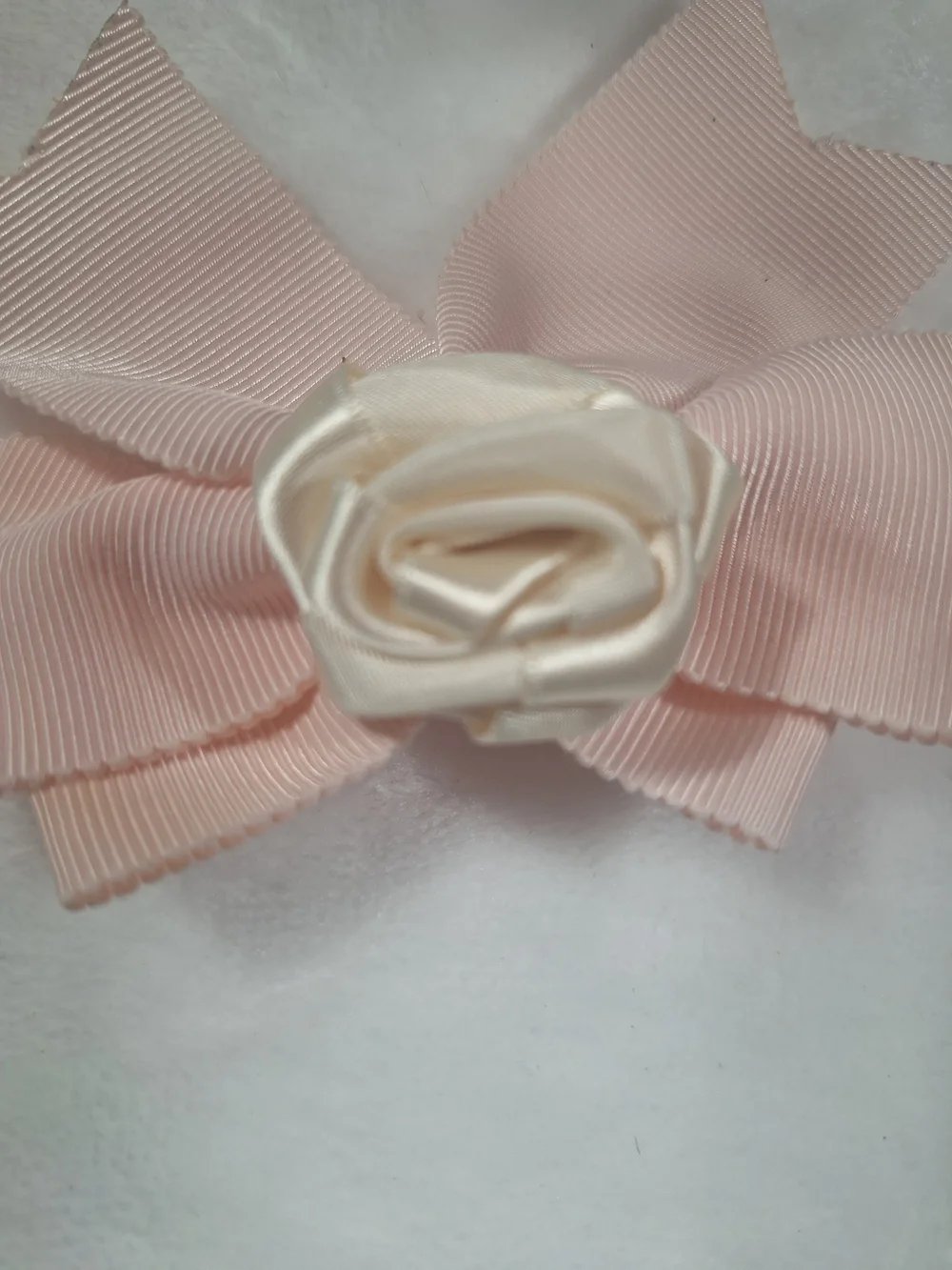 Innocent World Light Pink & Ivory Sculpted Rose Hair Bow | Classic Lolita